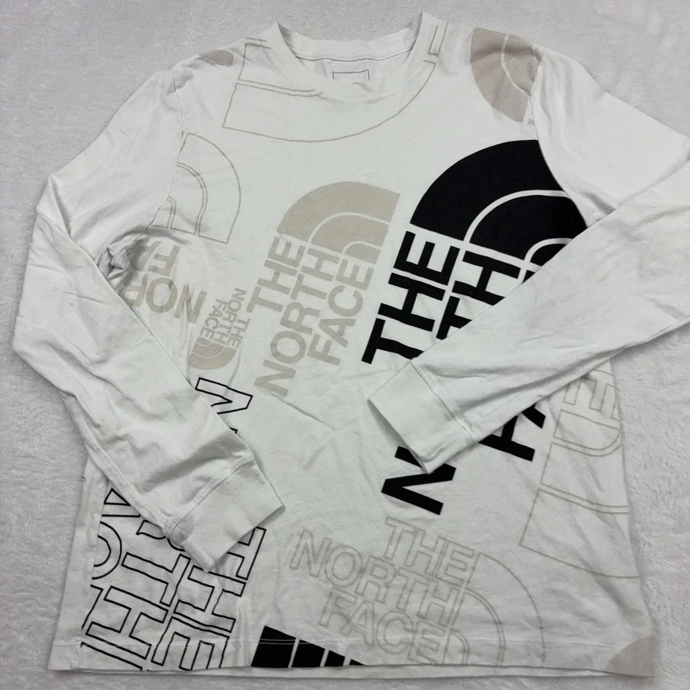 The North Face Reg. Fit Long Sleeve T-Shirt Womens M White Graphic Logo
